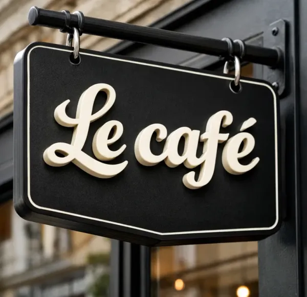 enseigne drapeau PVC lettres en relief